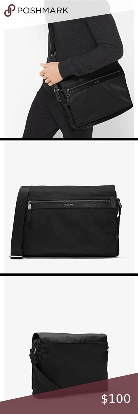 michael kors mens kent large nylon messenger|michael kors kent lightweight nylon large messenger.